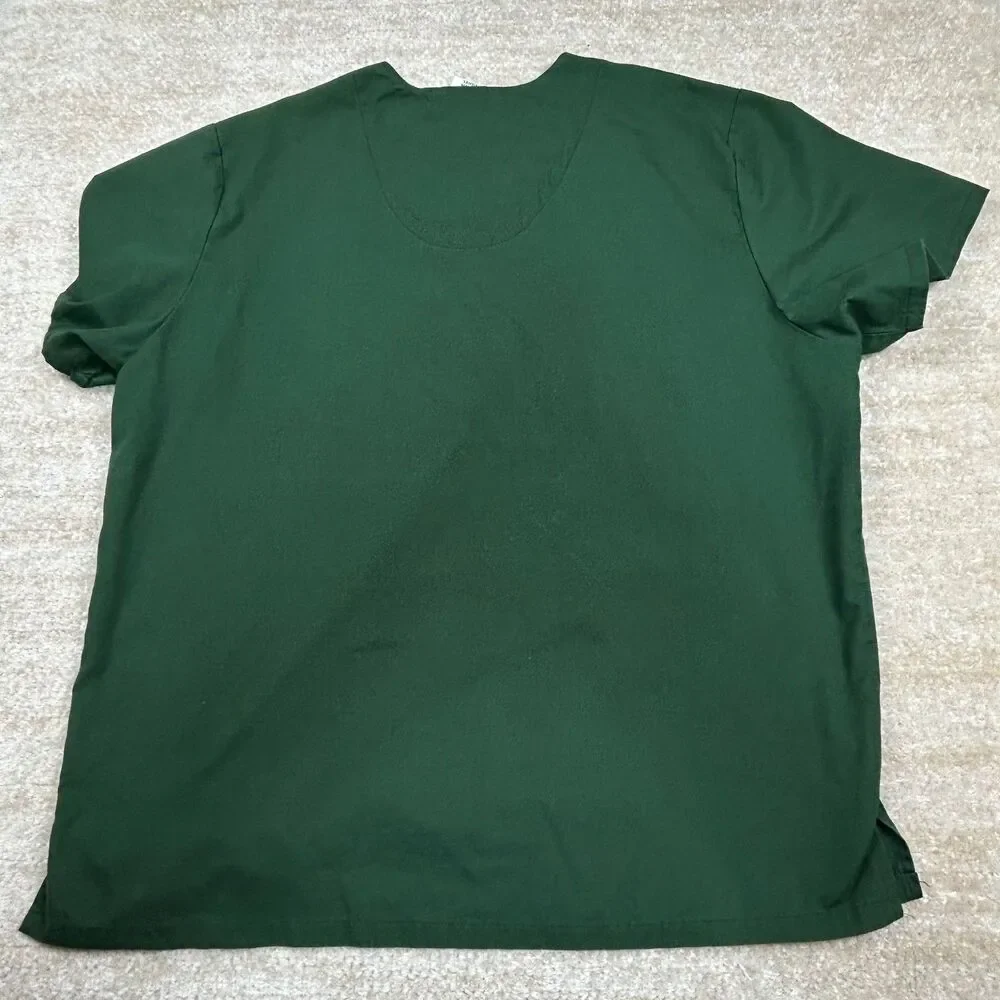 NFL Team Apparel Scrub Top Unisex M Green Bay Packers V-Neck Pocket Yellow Trim